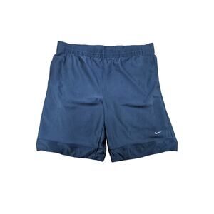 Mens Nike Athletic Shorts Size M Blue White Embroidered Swoosh Logo